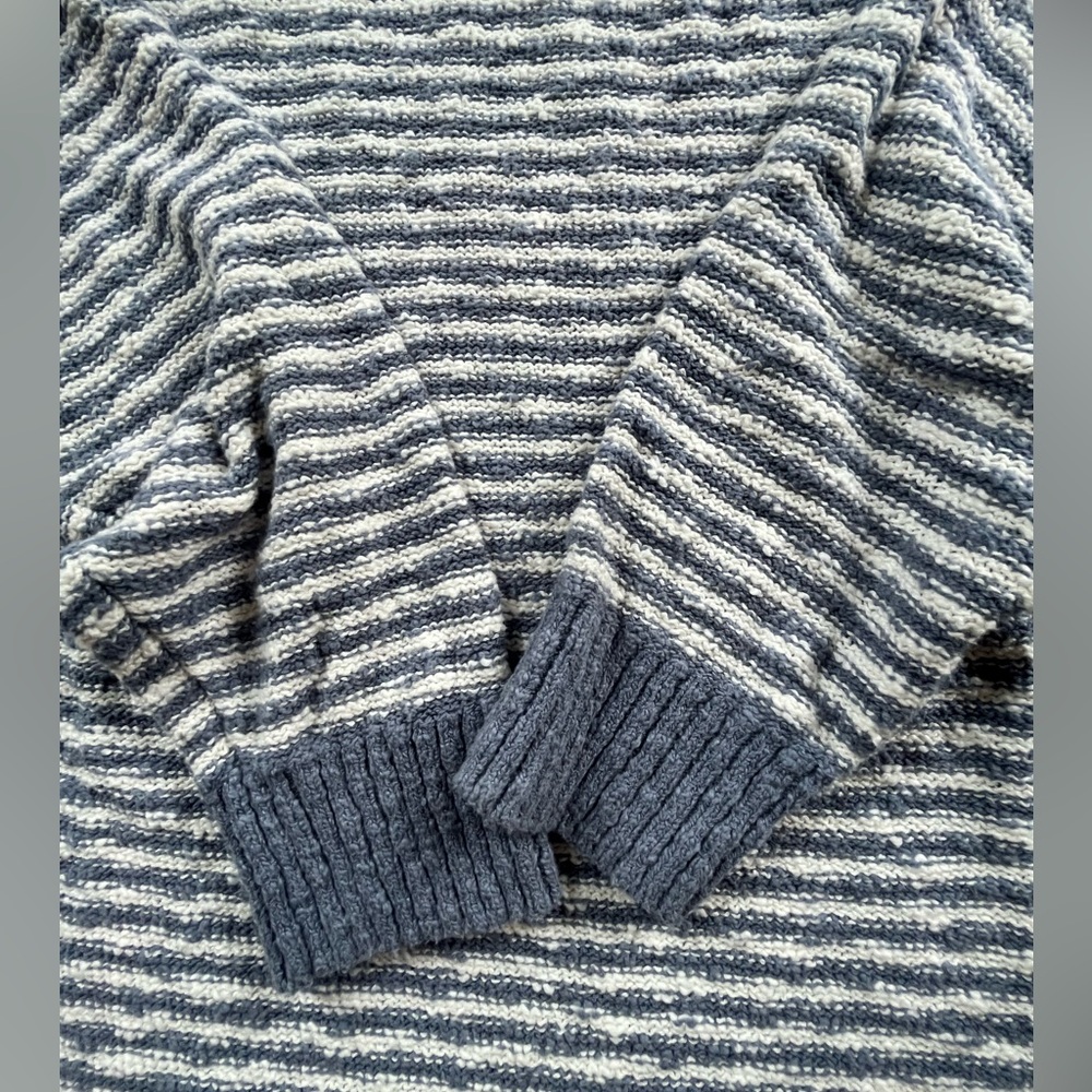L.L. Bean Indigo Cotton Slub Rollneck Stripe Pullover Sweater. Women's Size: XL. - Picture 4 of 9